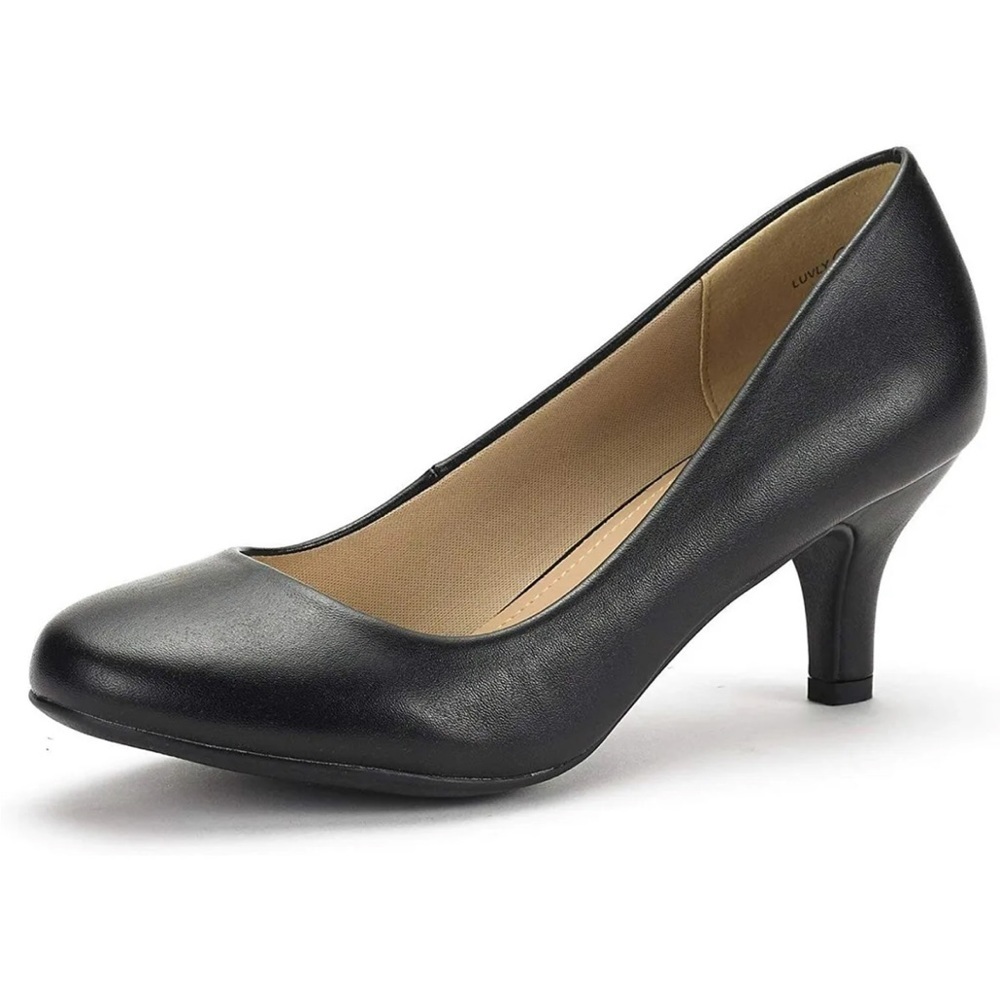 Scoop Fashion Womenβs Heel Round Toe Slip On Dress Black Shoes size 39